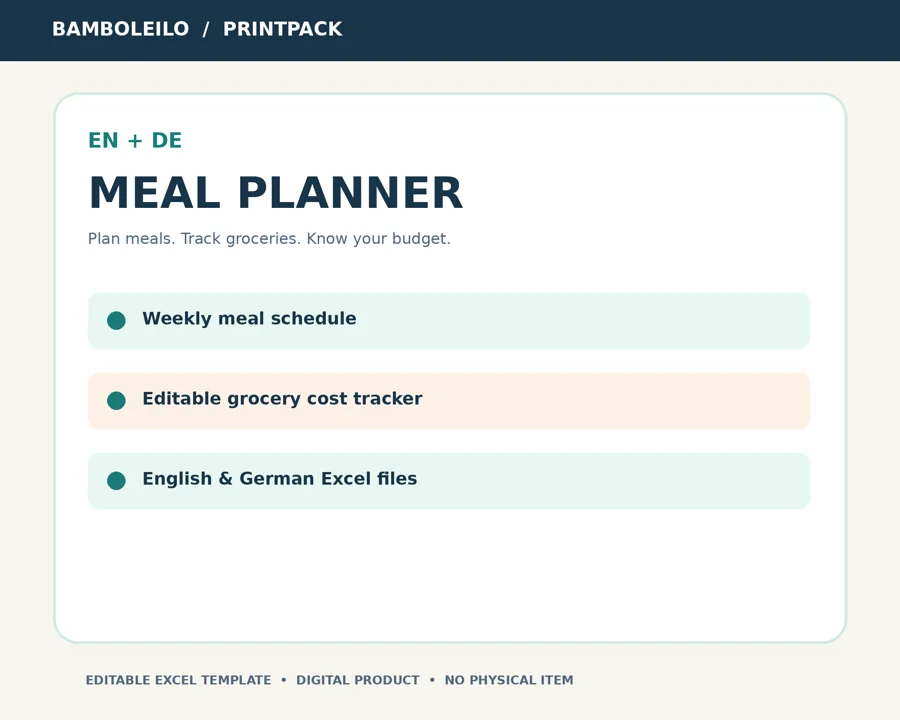 Meal Planner — existing product cover; preview data is illustrative