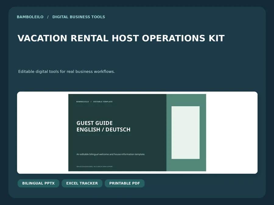 Vacation Rental Host Operations Kit — existing product cover; preview data is illustrative